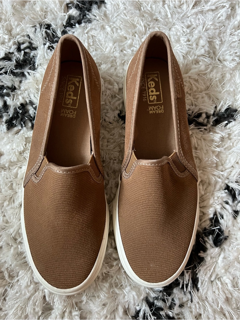 Keds Brown Canvas Slip-On Sneakers